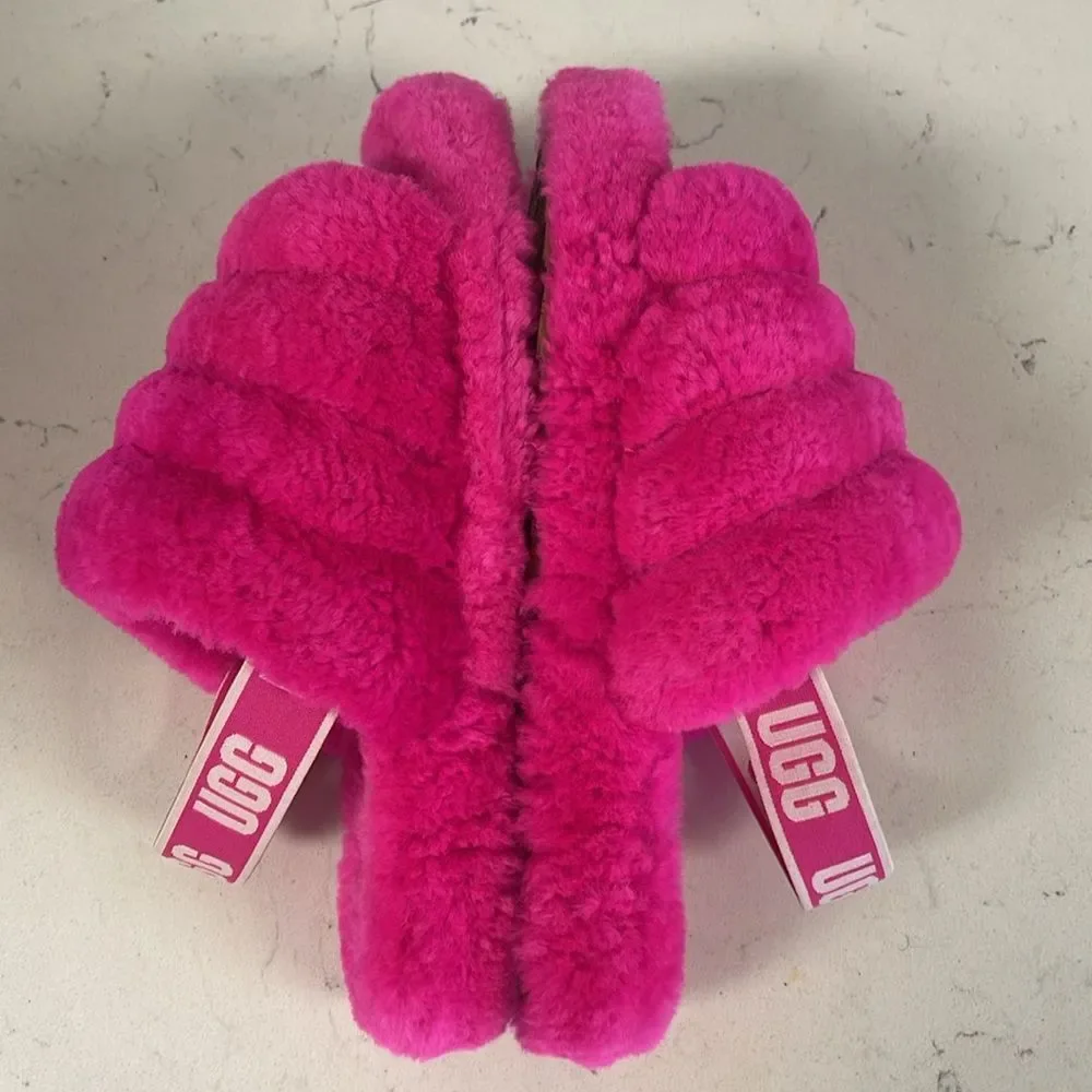 UGG Fluff Yeah Slide Kids Youth Size 4 Rock Rose -Hot Pink